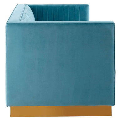 Orsina Opal 3-Seater Light Blue Velvet Sofa – Modern Tufted Lounge