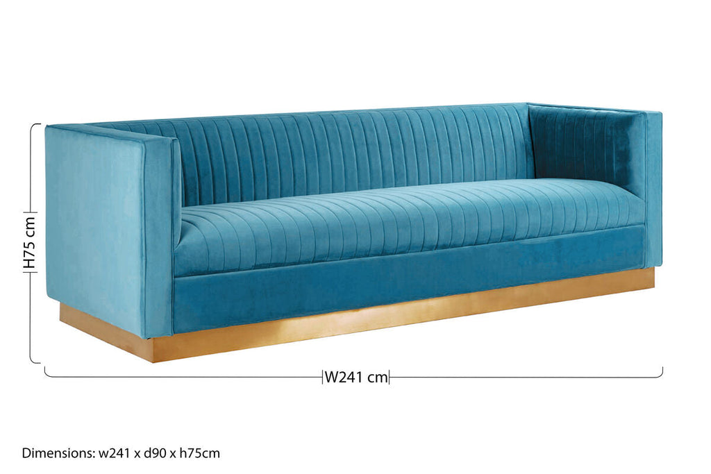 Orsina Opal 3-Seater Light Blue Velvet Sofa – Modern Tufted Lounge