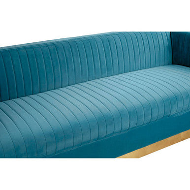 Orsina Opal 3-Seater Light Blue Velvet Sofa – Modern Tufted Lounge