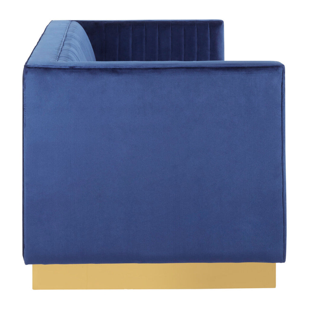 Orsina Opal 3-Seater Deep Blue Velvet Sofa with Gold Base