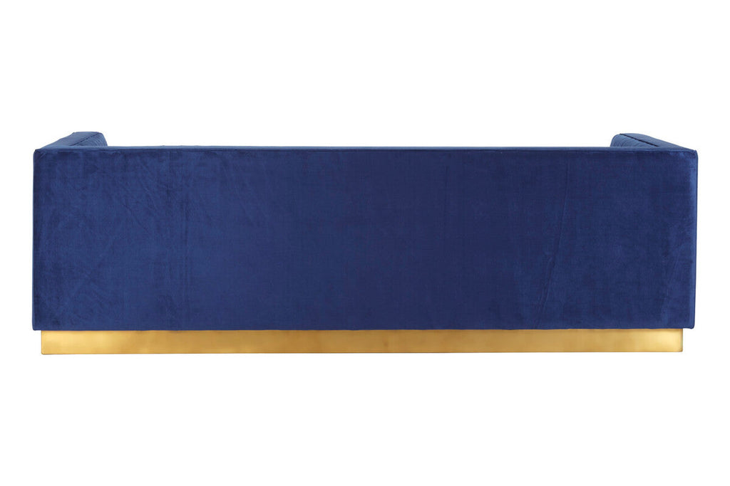 Orsina Opal 3-Seater Deep Blue Velvet Sofa with Gold Base