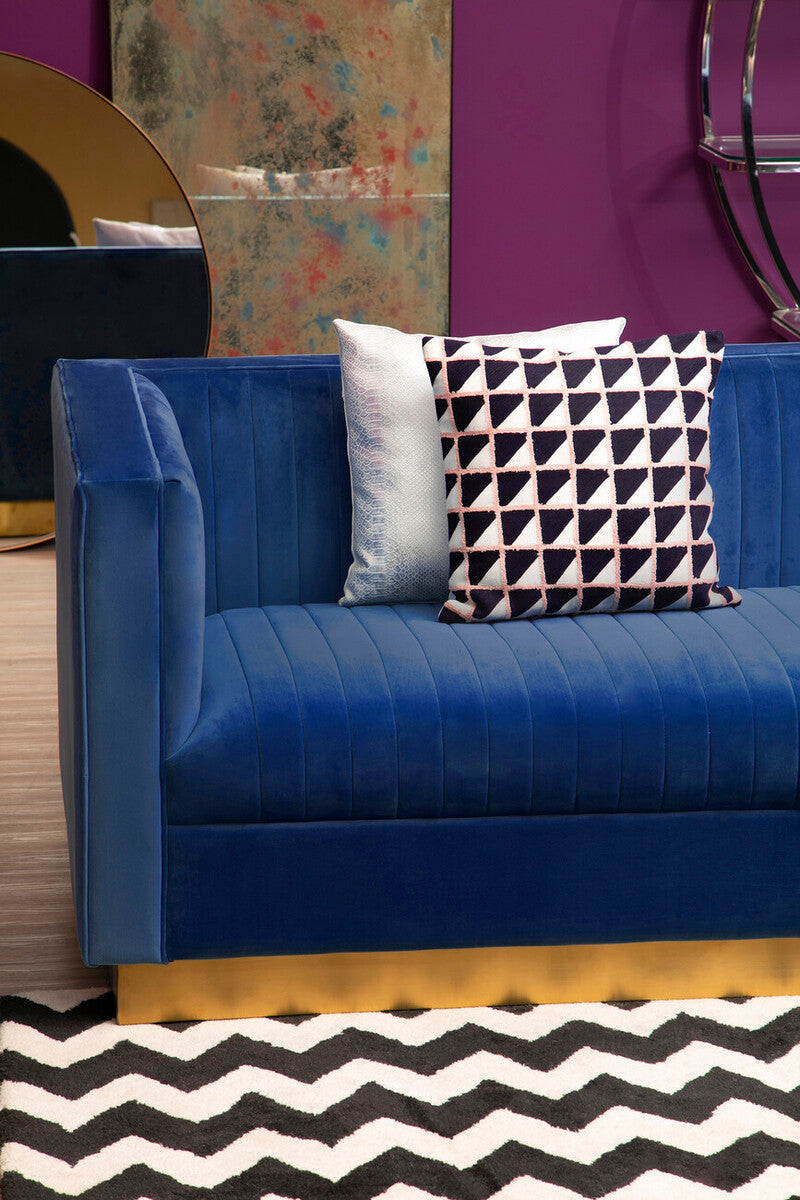 Orsina Opal 3-Seater Deep Blue Velvet Sofa with Gold Base