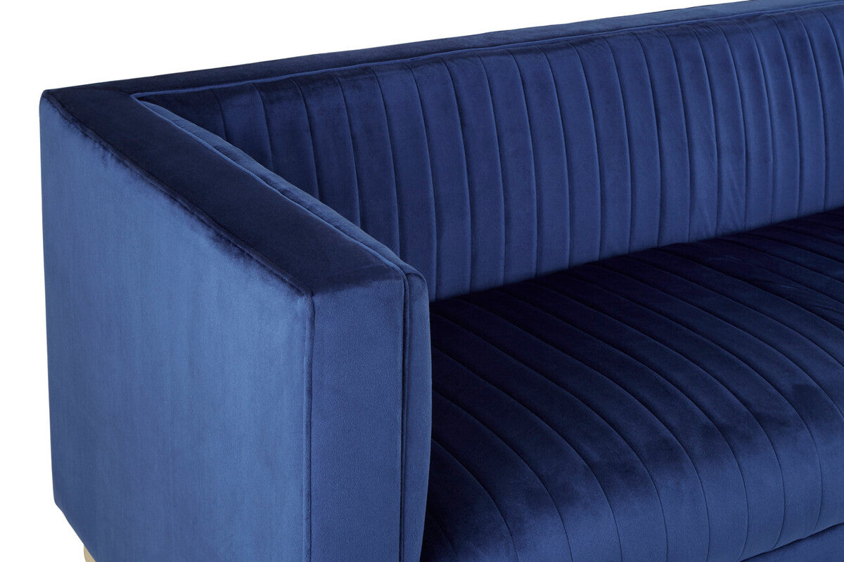 Orsina Opal 3-Seater Deep Blue Velvet Sofa with Gold Base