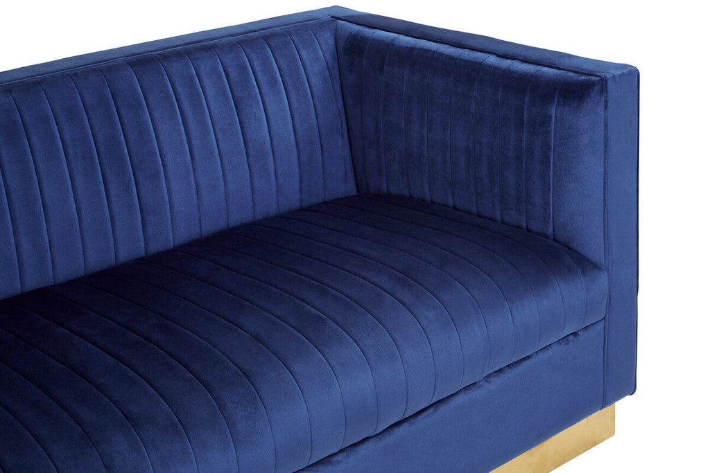 Orsina Opal 3-Seater Deep Blue Velvet Sofa with Gold Base