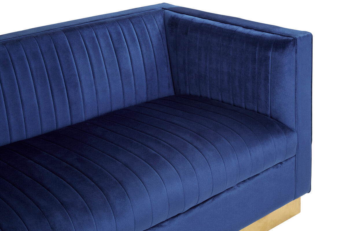 Orsina Opal 3-Seater Deep Blue Velvet Sofa with Gold Base