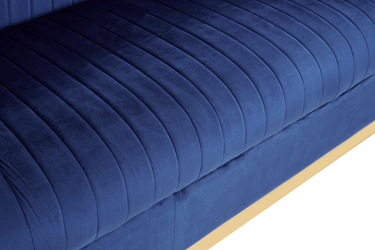 Orsina Opal 3-Seater Deep Blue Velvet Sofa with Gold Base