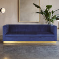 Orsina Opal 3-Seater Deep Blue Velvet Sofa with Gold Base