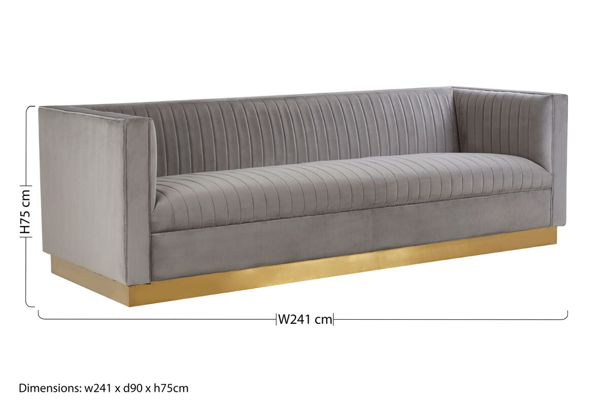 Orsina Opal 3 Seater Grey Velvet Sofa – Tufted Modern Living Room Couch