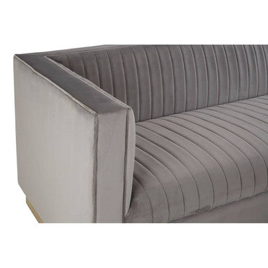 Orsina Opal 3 Seater Grey Velvet Sofa – Tufted Modern Living Room Couch