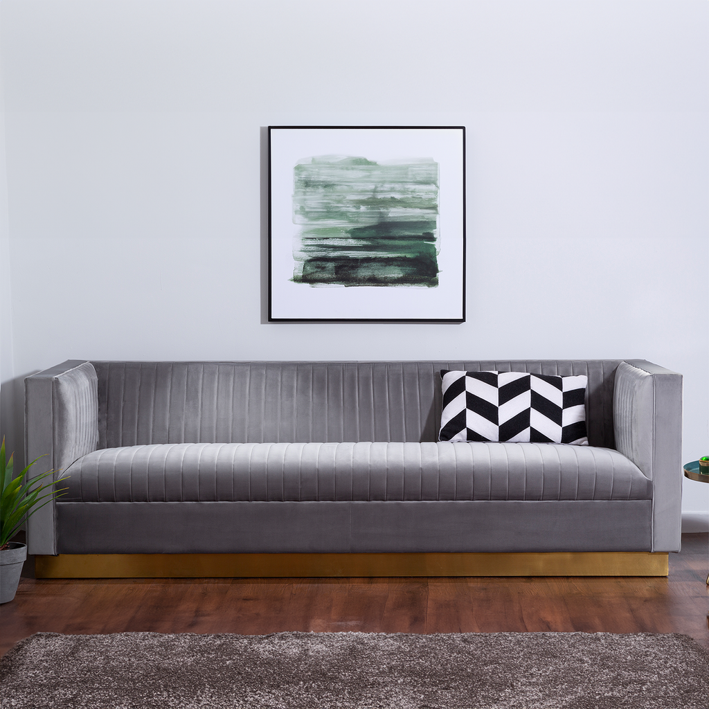 Orsina Opal 3 Seater Grey Velvet Sofa – Tufted Modern Living Room Couch