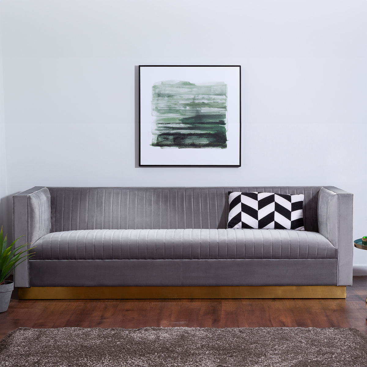 Orsina Opal 3 Seater Grey Velvet Sofa – Tufted Modern Living Room Couch