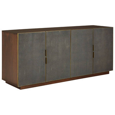Orsina Kempton Walnut Sideboard – Shagreen & Brass Modern Buffet