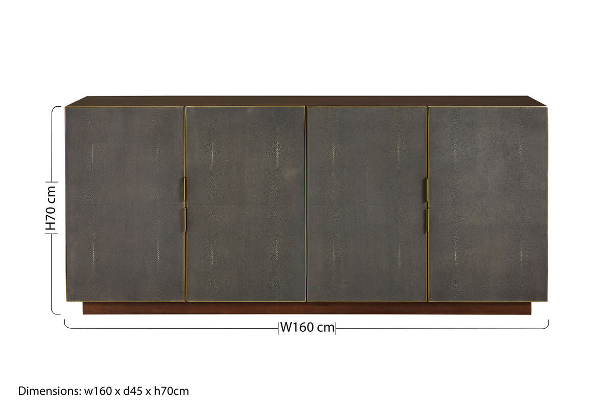 Orsina Kempton Walnut Sideboard – Shagreen & Brass Modern Buffet