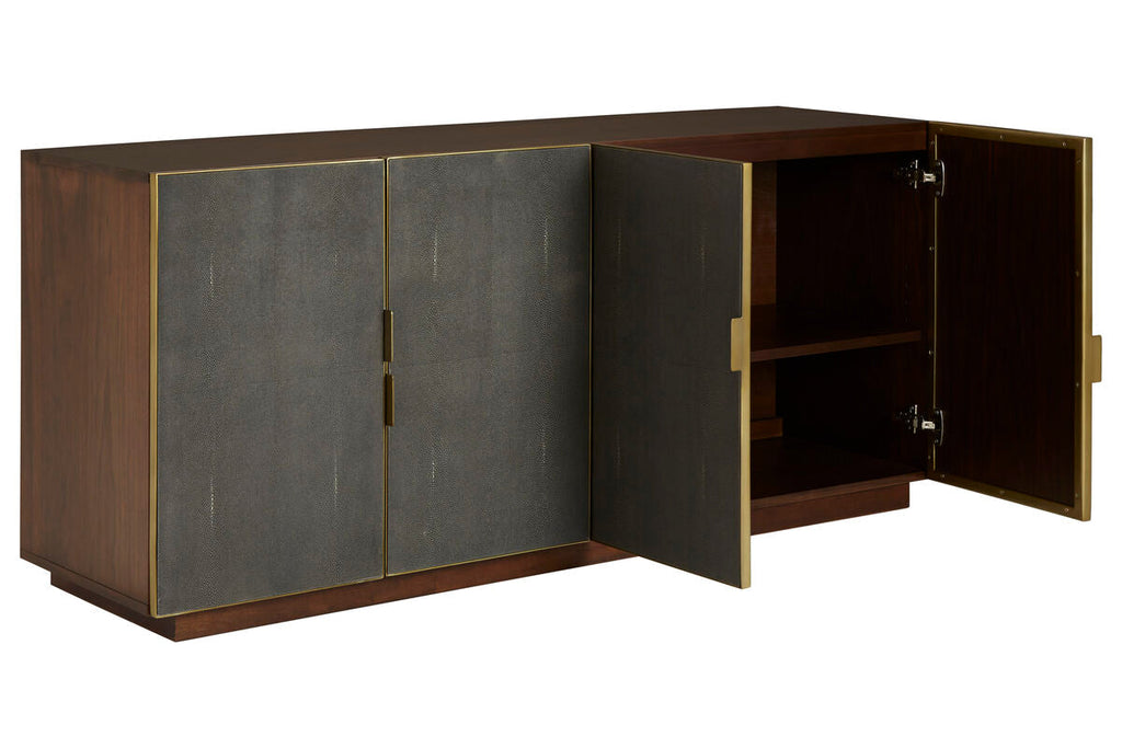 Orsina Kempton Walnut Sideboard – Shagreen & Brass Modern Buffet