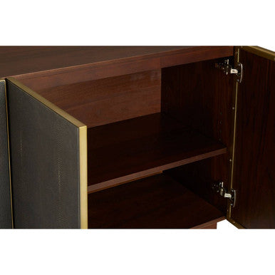 Orsina Kempton Walnut Sideboard – Shagreen & Brass Modern Buffet