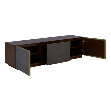 Orsina Kempton Media Unit – Walnut & Shagreen Modern TV Stand