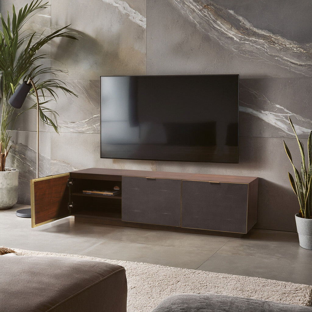 Orsina Kempton Media Unit – Walnut & Shagreen Modern TV Stand