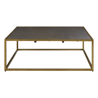 Orsina Kempton Square Coffee Table – Dark Brown Shagreen & Gold