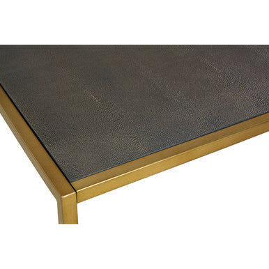 Orsina Kempton Square Coffee Table – Dark Brown Shagreen & Gold