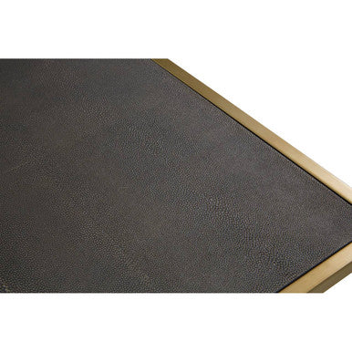 Orsina Kempton Square Coffee Table – Dark Brown Shagreen & Gold
