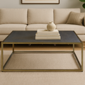 Orsina Kempton Square Coffee Table – Dark Brown Shagreen & Gold