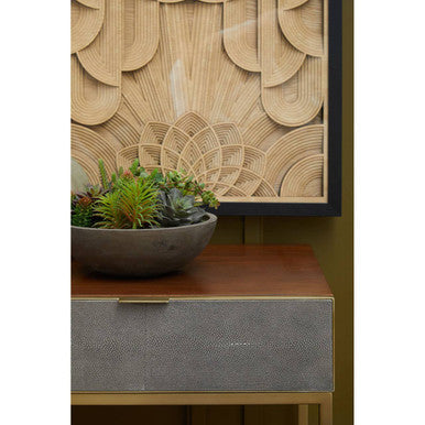 Orsina Kempton Console Table | Brown Shagreen & Gold 2-Drawer Storage