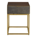 Orsina Kempton Shagreen End Table | Brown & Gold One Drawer Nightstand