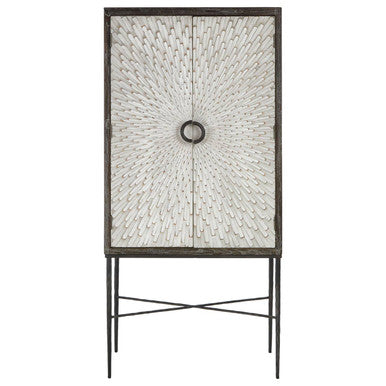 Orsina Milan Elm Wood Wine Cabinet – Two Door Starburst Drinks Buffet