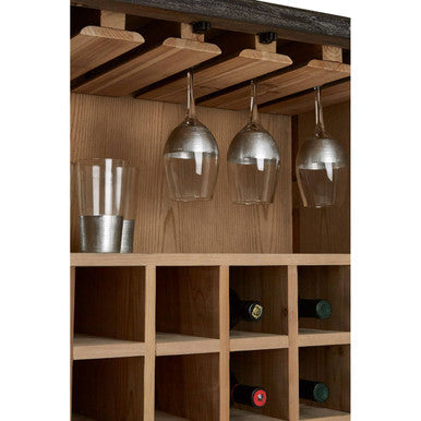 Orsina Milan Elm Wood Wine Cabinet – Two Door Starburst Drinks Buffet