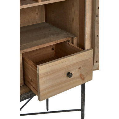 Orsina Milan Elm Wood Wine Cabinet – Two Door Starburst Drinks Buffet