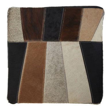 Orsina Safira Leather Pouffe – Geometric Patchwork Cube Ottoman