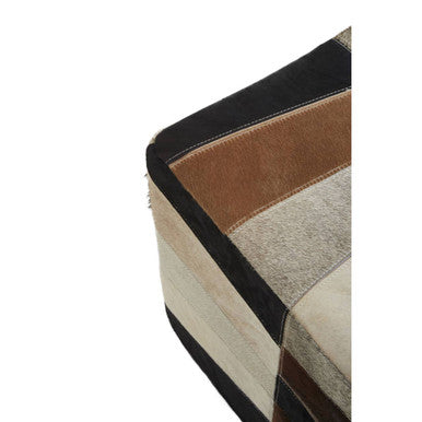 Orsina Safira Leather Pouffe – Geometric Patchwork Cube Ottoman