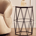 Orsina Shalimar Octagonal Side Table – White Marble & Black Metal Base