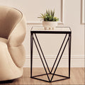 Orsina Shalimar Square White Marble Side Table with Black Metal Base