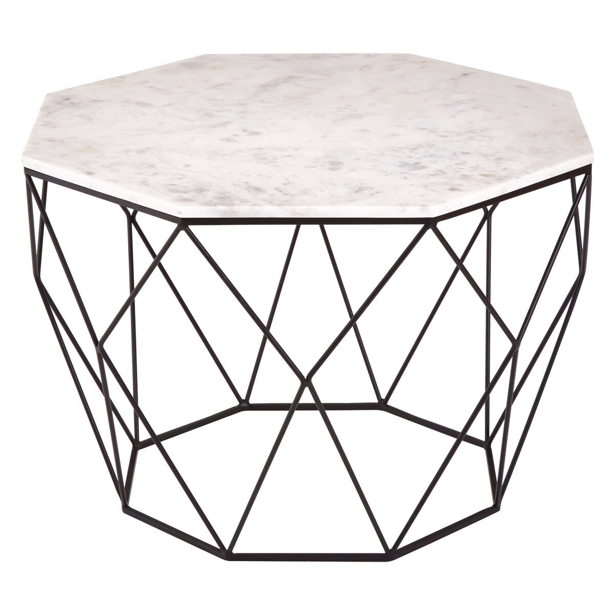 Orsina Shalimar Octagon Coffee Table | White Marble & Black Iron