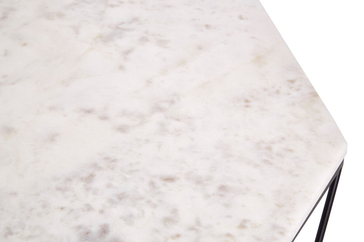 Orsina Shalimar Octagon Coffee Table | White Marble & Black Iron