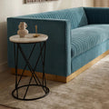 Orsina Shalimar Round White Marble Side Table with Black Iron Base