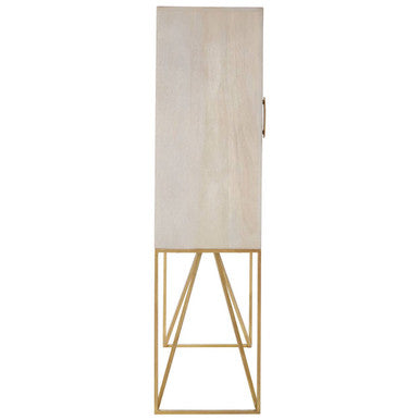 Orsina Sadras Whitewash Mango Wood Cabinet | Sculptural Storage