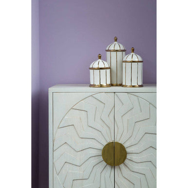 Orsina Sadras Whitewash Mango Wood Cabinet | Sculptural Storage