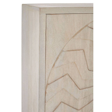 Orsina Sadras Whitewash Mango Wood Cabinet | Sculptural Storage