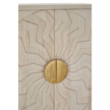 Orsina Sadras Whitewash Mango Wood Cabinet | Sculptural Storage