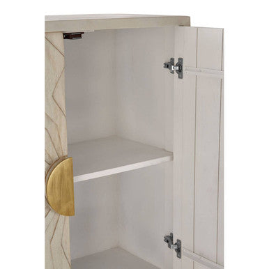 Orsina Sadras Whitewash Mango Wood Cabinet | Sculptural Storage