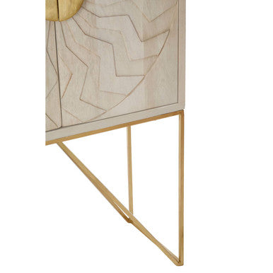 Orsina Sadras Whitewash Mango Wood Cabinet | Sculptural Storage