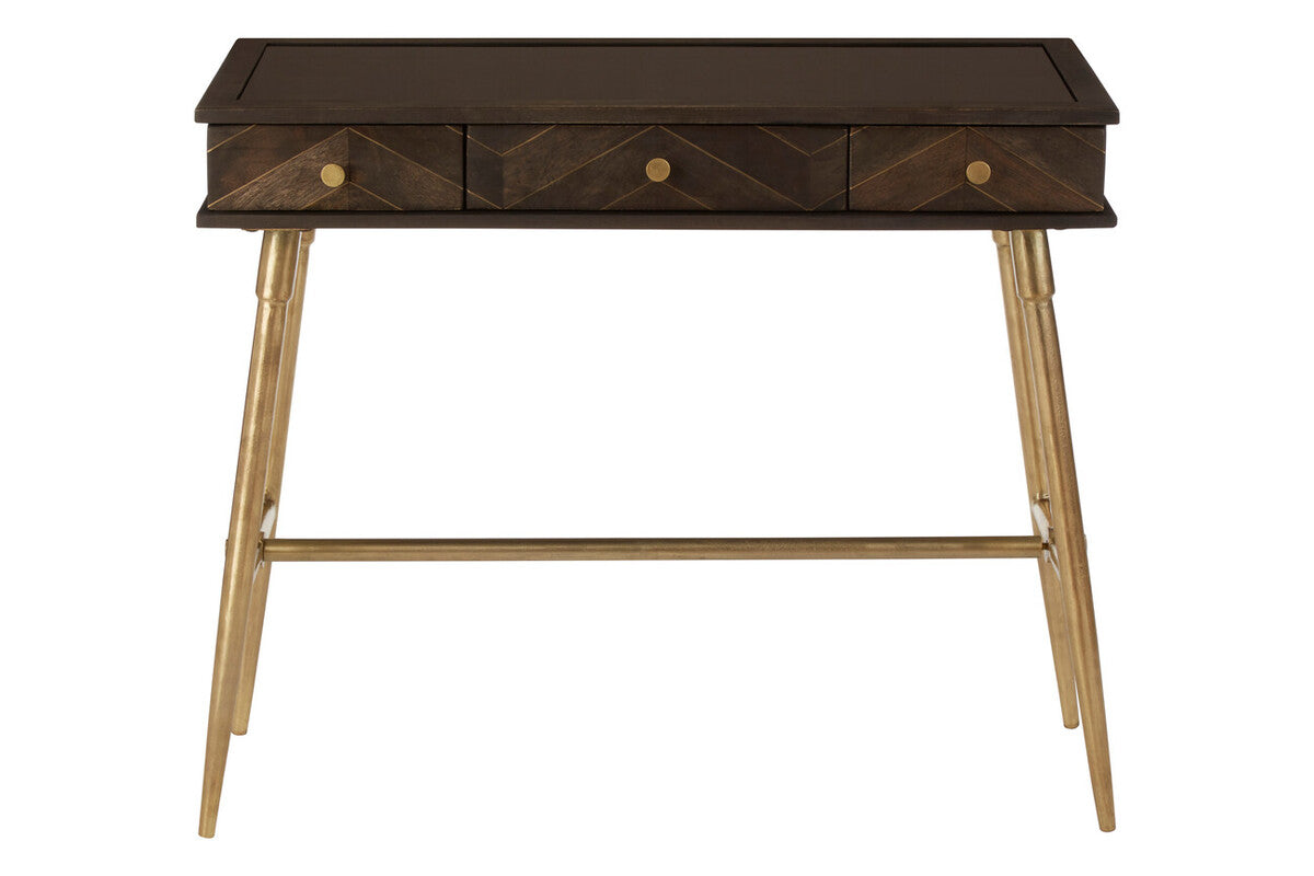 Orsina Sagor Mango Wood Console Table | 3 Drawers & Brass Legs
