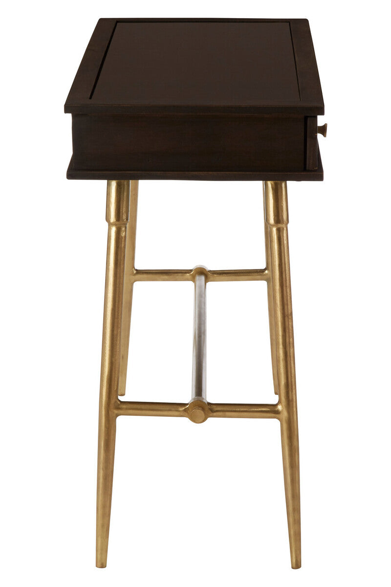 Orsina Sagor Mango Wood Console Table | 3 Drawers & Brass Legs