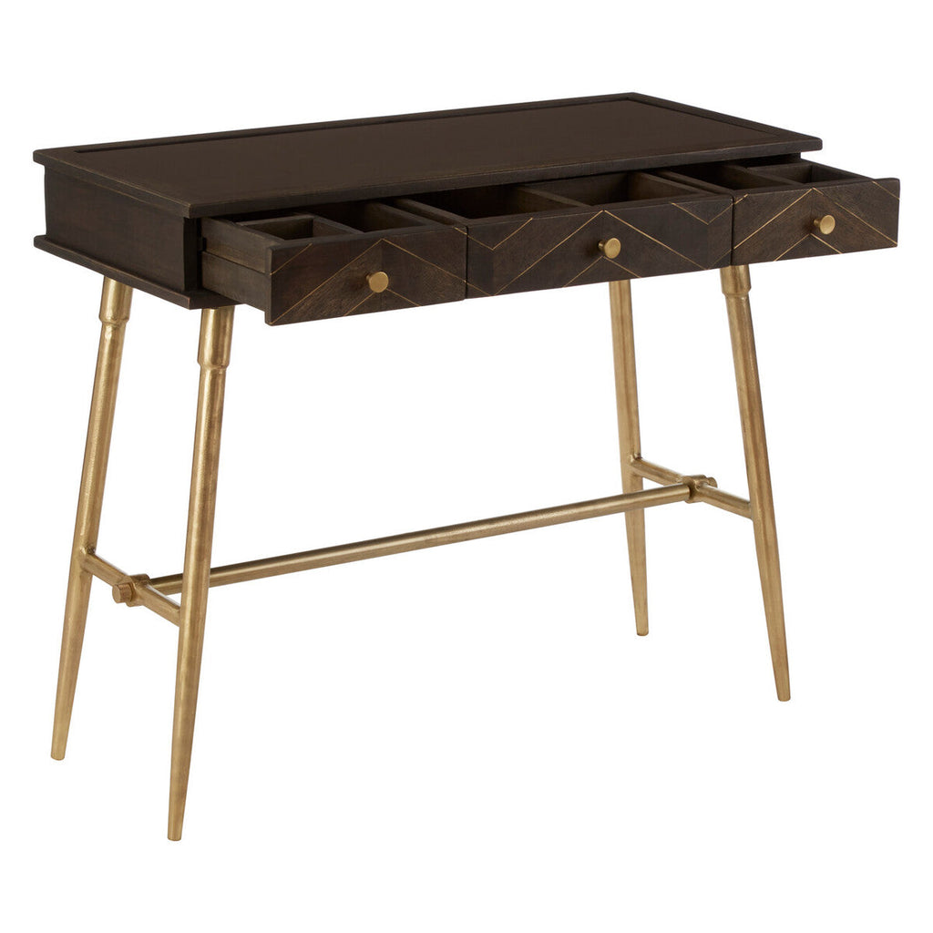 Orsina Sagor Mango Wood Console Table | 3 Drawers & Brass Legs