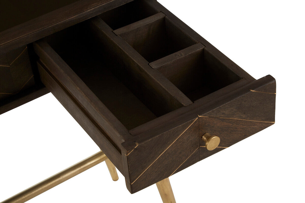 Orsina Sagor Mango Wood Console Table | 3 Drawers & Brass Legs