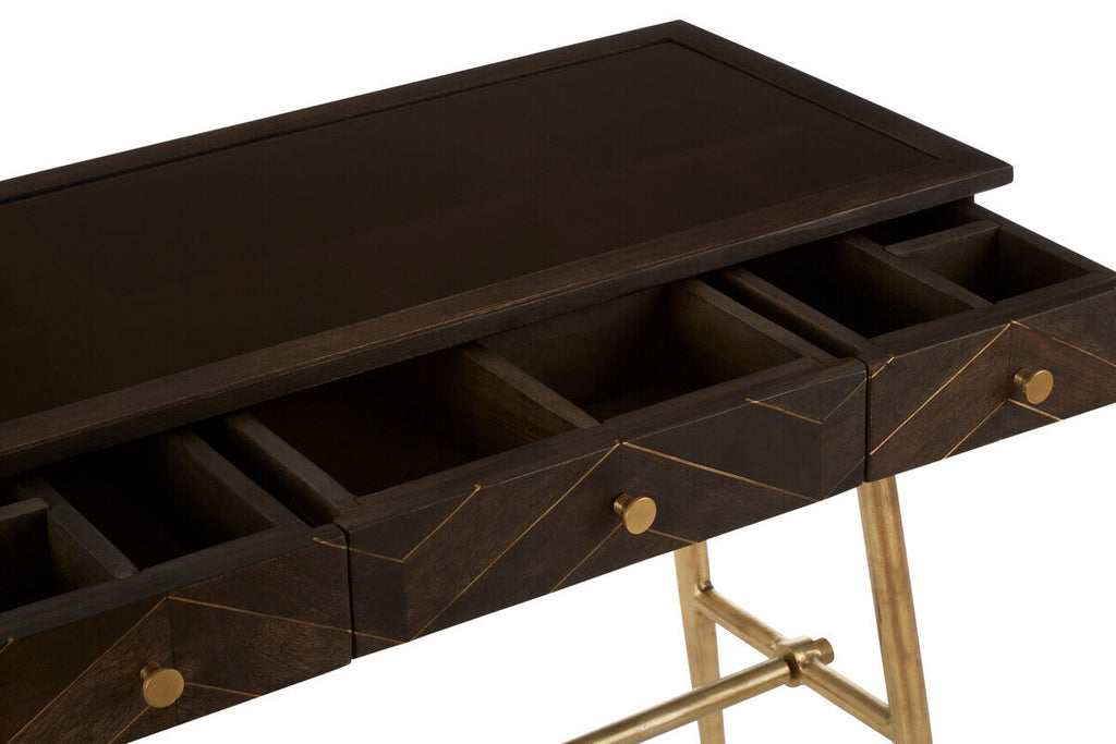 Orsina Sagor Mango Wood Console Table | 3 Drawers & Brass Legs