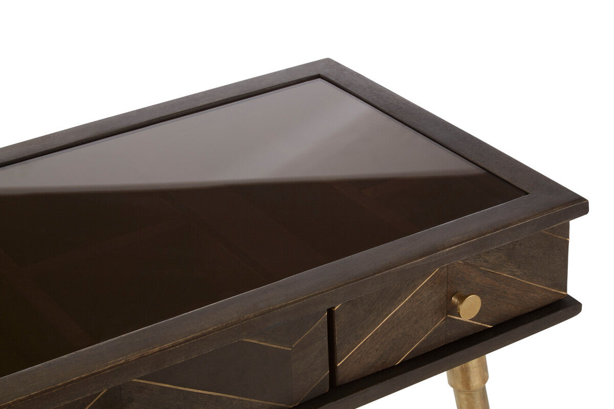 Orsina Sagor Mango Wood Console Table | 3 Drawers & Brass Legs