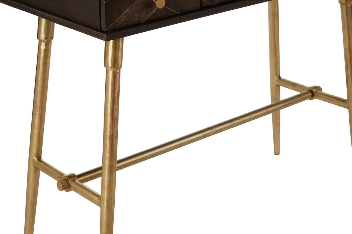 Orsina Sagor Mango Wood Console Table | 3 Drawers & Brass Legs